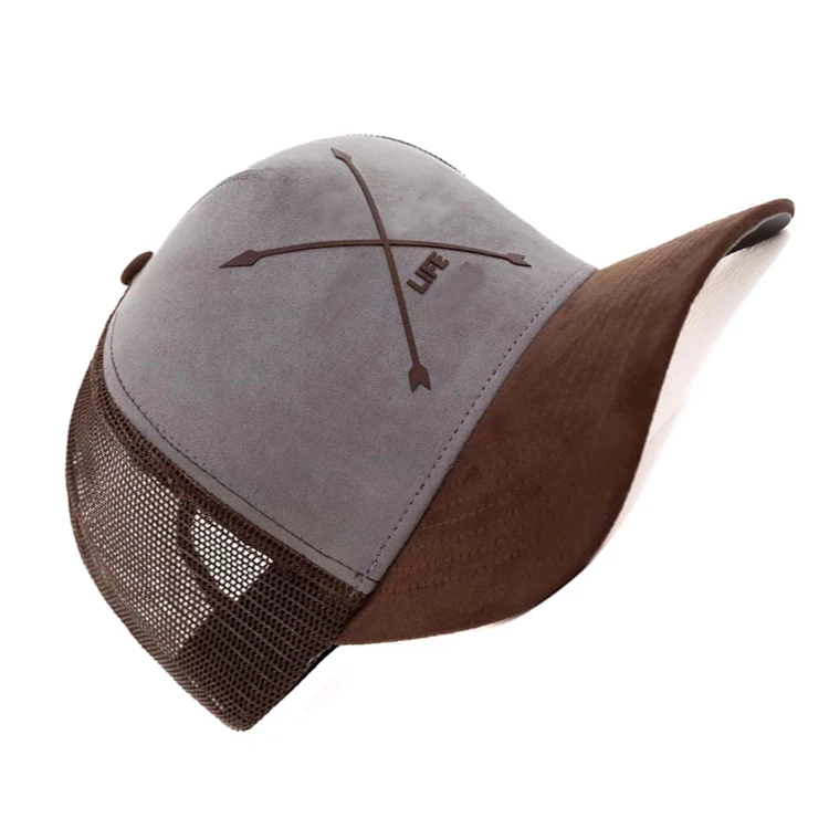 Wholesale Custom PVC Patch Low MOQ 5 Panel  Curved Brim Foam And Mesh Trucker Cap Hat