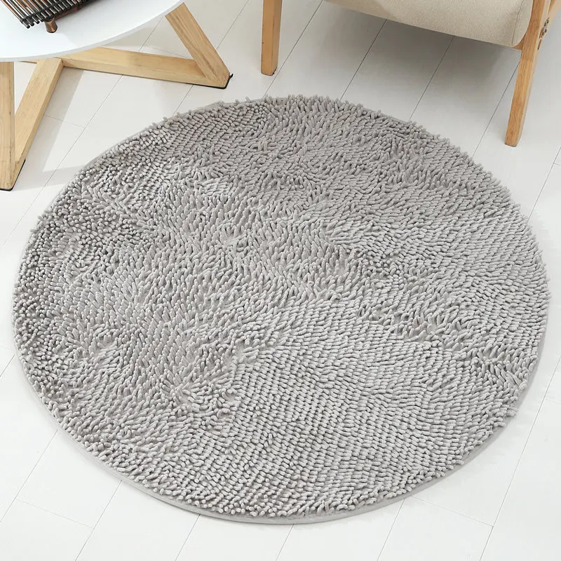 Custom Living Room Large Round Shaggy Chenille Rugs With PVC Non-slip bottom