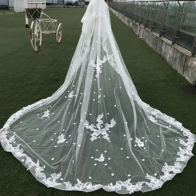 Женская двухслойная кружевная расческа S57A, мягкая пряжа с боковым покрытием, Длинная свадебная вуаль