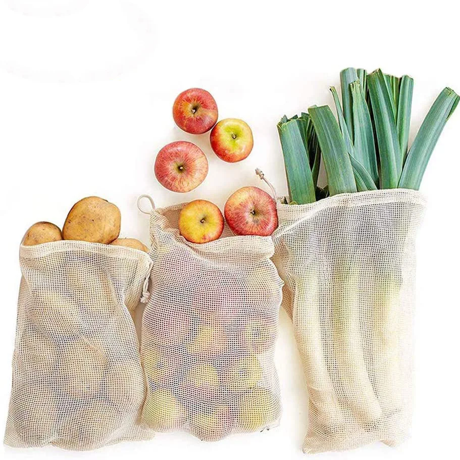 Cheap Large Reusable Organic Cotton Tote Mesh Shopping String Net bag For Vegetables And Package