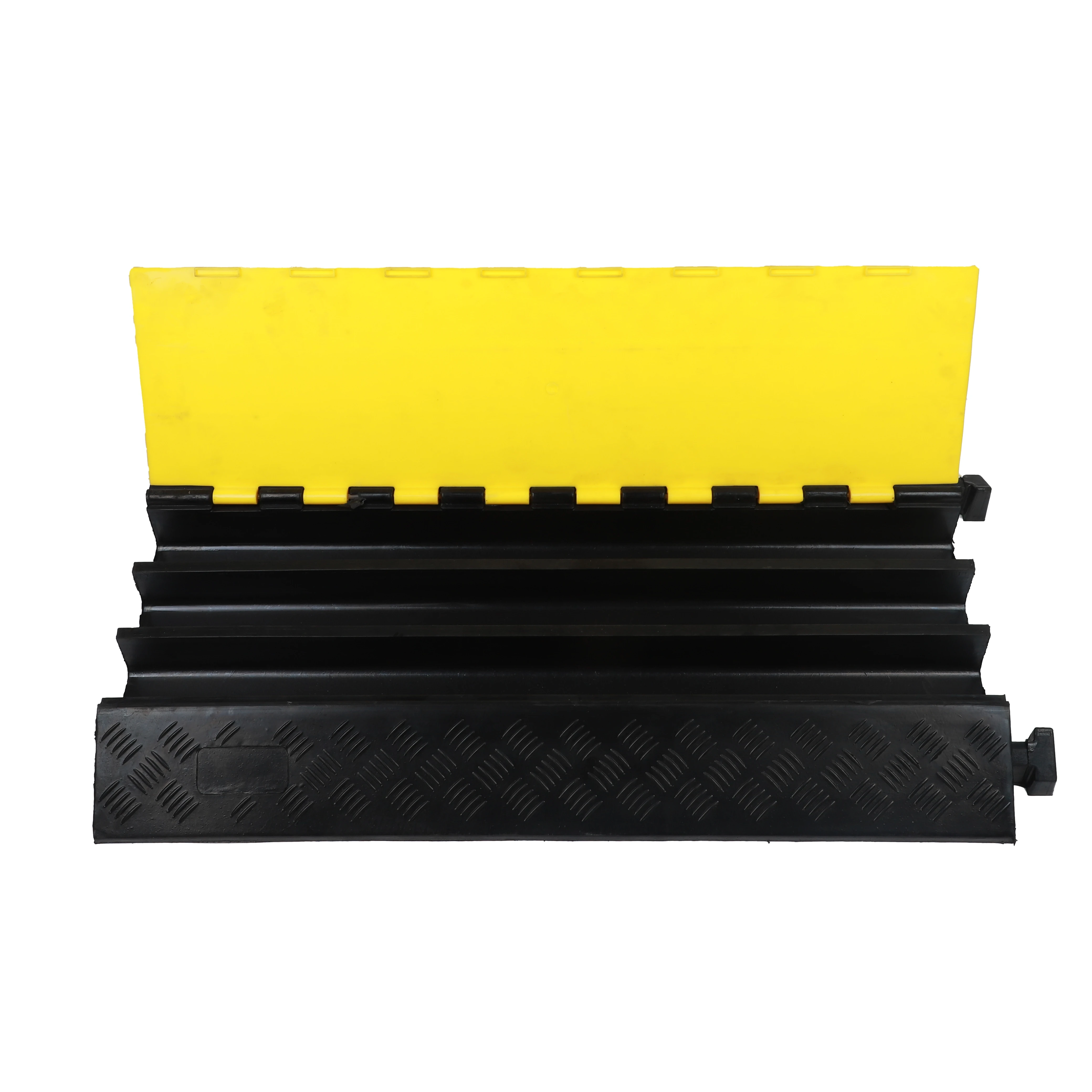 SW-3XC04 Wholesale 3 Channel Safety Speed Hump Rubber Electrical Cable Protector Ramp with Plastic Cover Floor Bridge Protector