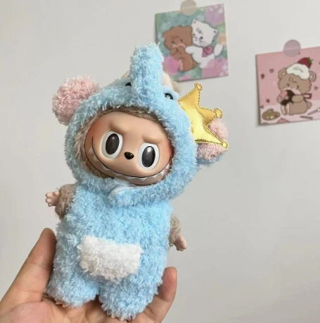 17cm Labubu Pop Mart Time For Chill Toy Cloth  labubu macaron Shirt Set Stuffed Plush Toys labubu suit only cloth