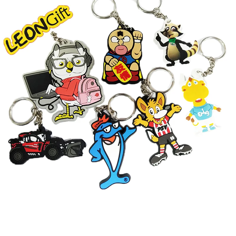 Leon Metal Gift custom keychain silicon pvc cartoon character accessories 3d rubber key chains
