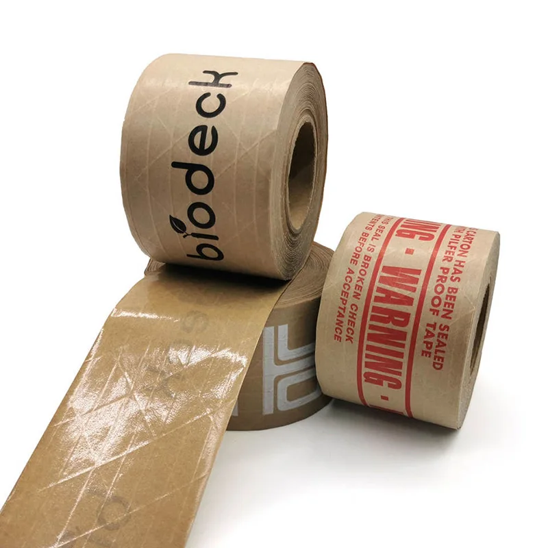 Eco Friendly Biodegradable Water Activated Kraft Paper  packing Tape with vegetable glue