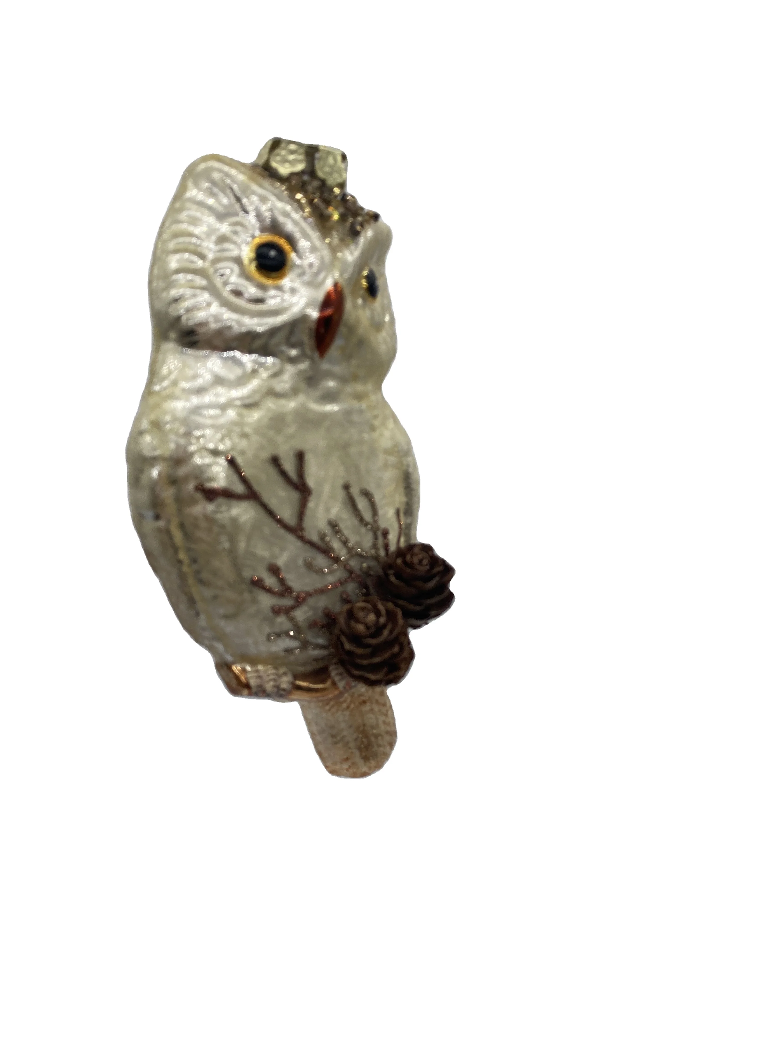 Wholesale Glass Pinecone Bird Ornaments Custom Handmade Party Animal Owl Glass Ornaments Eagle Ornaments With Pine Cones