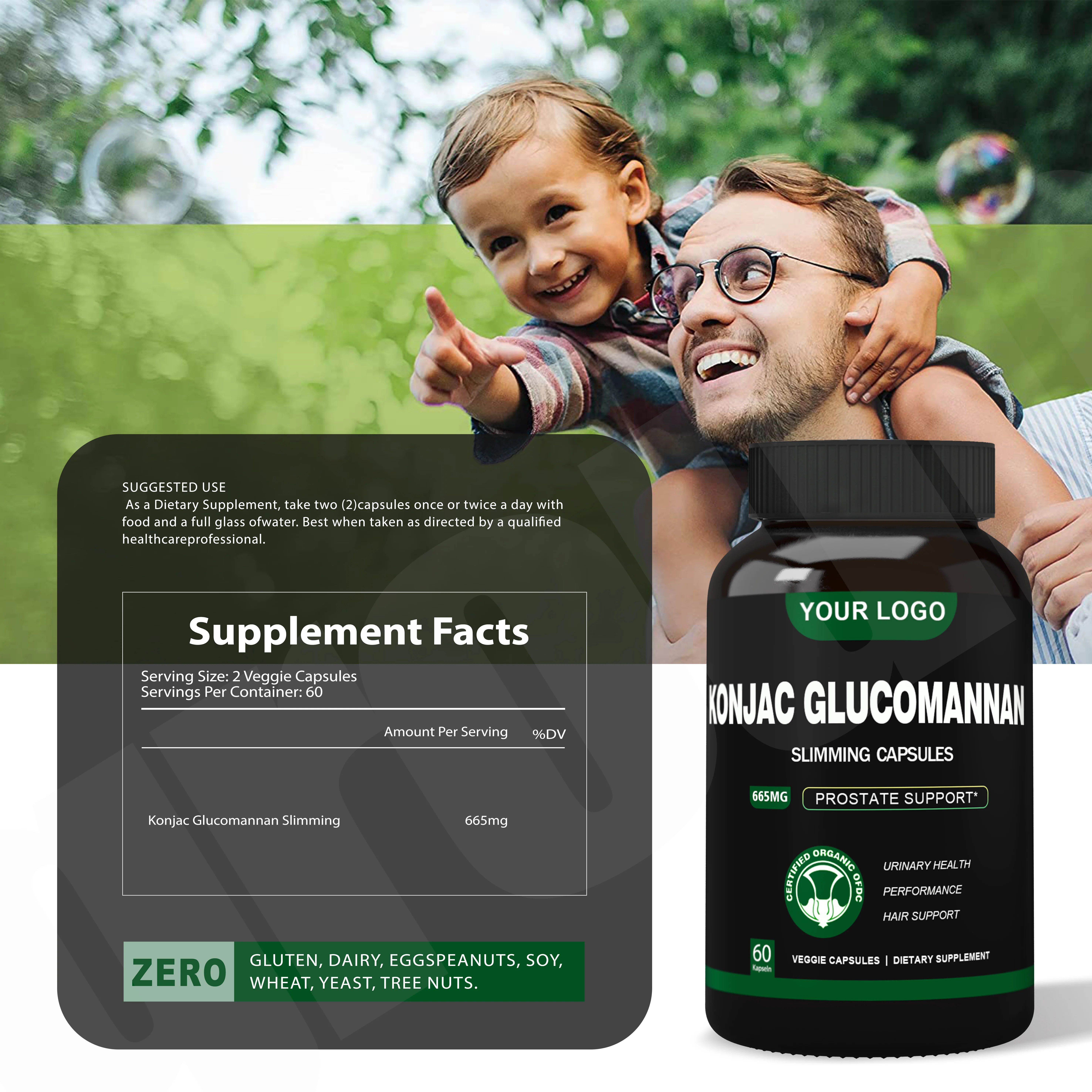OEM Konjac root Glucomannan de Slimming price halal Supplement Konjac Glucomannan Capsules