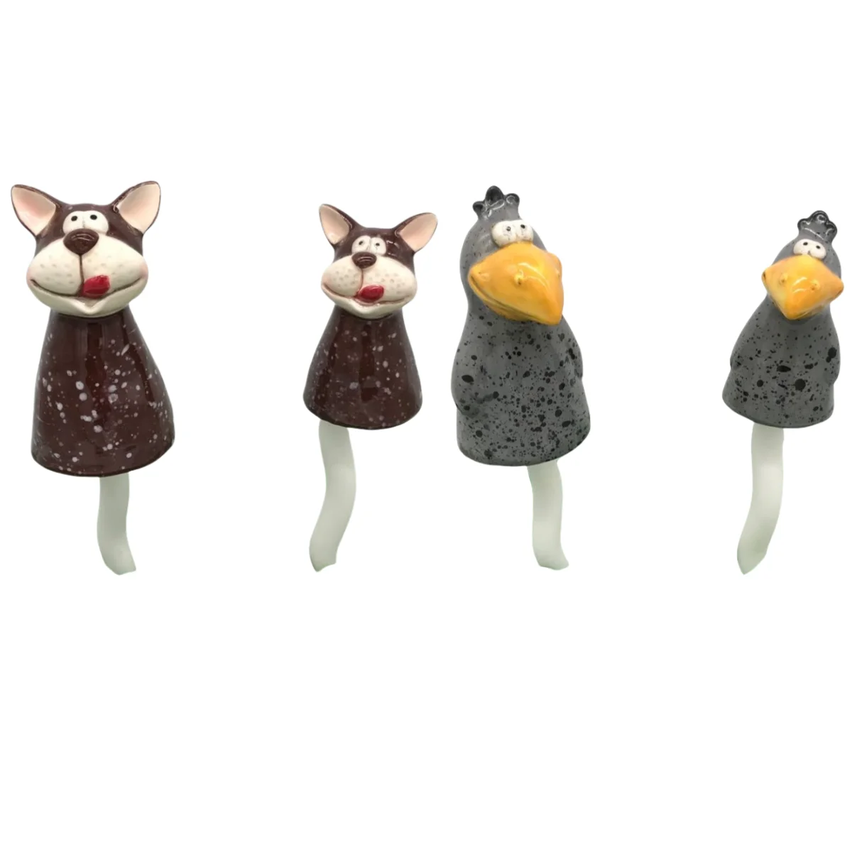 Garden Animal Figurine Decorative Ceramic Plant Stakes Accessories Lawn Ornaments Garden Decoration Outdoor Plug-ins