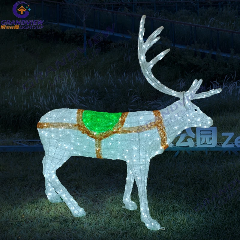 Large reindeer 3d christmas reindeer with led light for street decoration