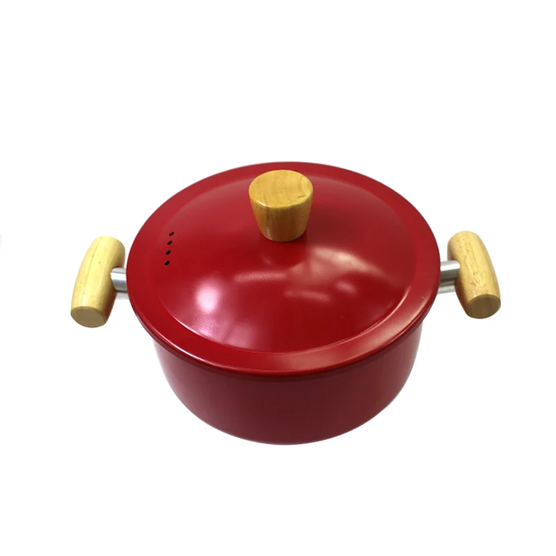 Wholesale factory direct red soup pot non stick casserole pot health kitchen carbon steel pot with iron lid