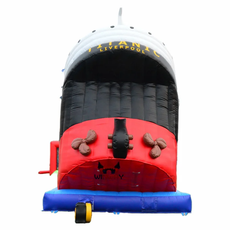 21ft tall commercial giant inflatable slides Titanic Dual lane water slides