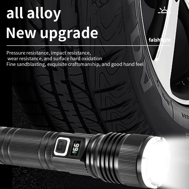 high lumen powerful long range torch light 26650 rechargeable strong led flashlight