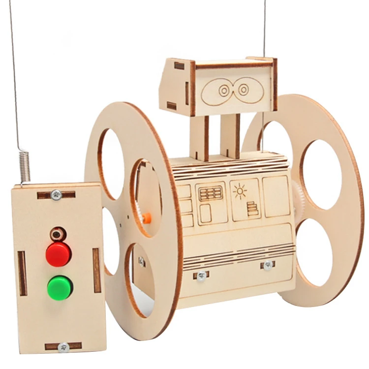 Hot Selling DIY Remote Balancing Smart Robot Safety Wood Toy for Children Student Assemble RC Science Educational Teaching Aids