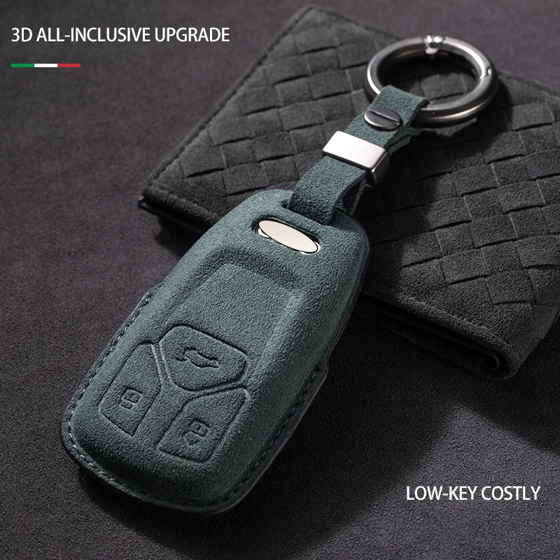 Auto Accessories Leather Car Key Bag Remote Auto Key Holder Organizer Smart Car Key Case Cover For Audi Car