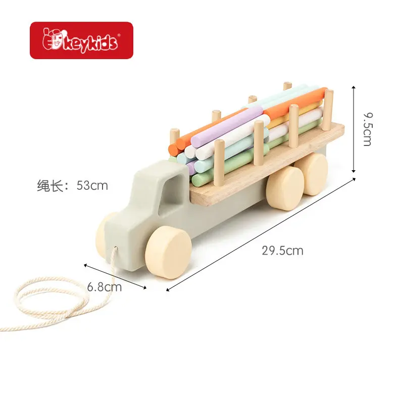 Most popular preschool baby wooden push pull toy with stacking sticks W05C163