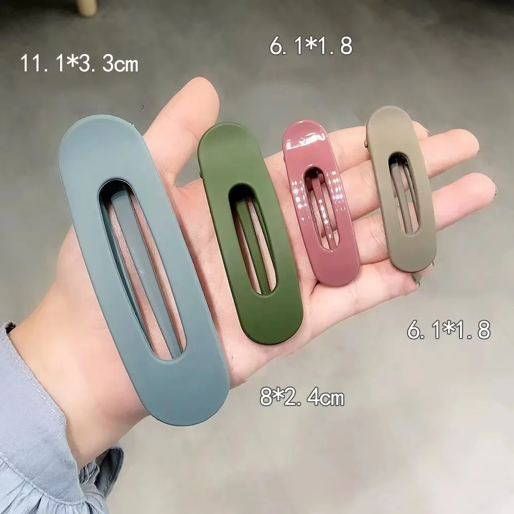 Hot sale fashion colorful matte hollow big duck clips bang hair clips for women