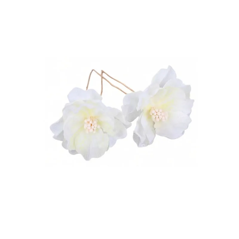 Baiyiyuan Wholesale Wedding Bridal Hair Accessories Elegant Metal U Shaped Artificial Silk Blossom Hibiscus Flower Hair Clip