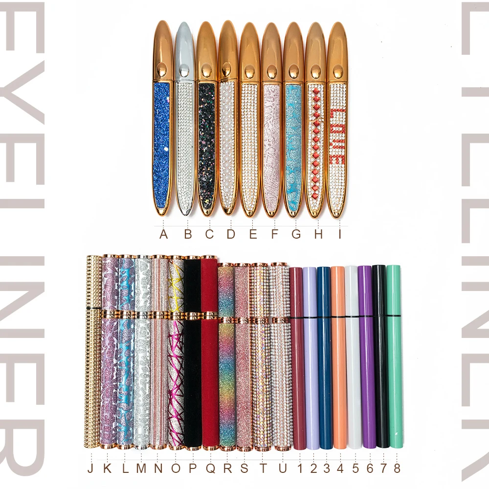  yiernuo makeup eyelash glue packaging vendor black waterproof eye liner pen oem colorful adhesive eyeliner sticker