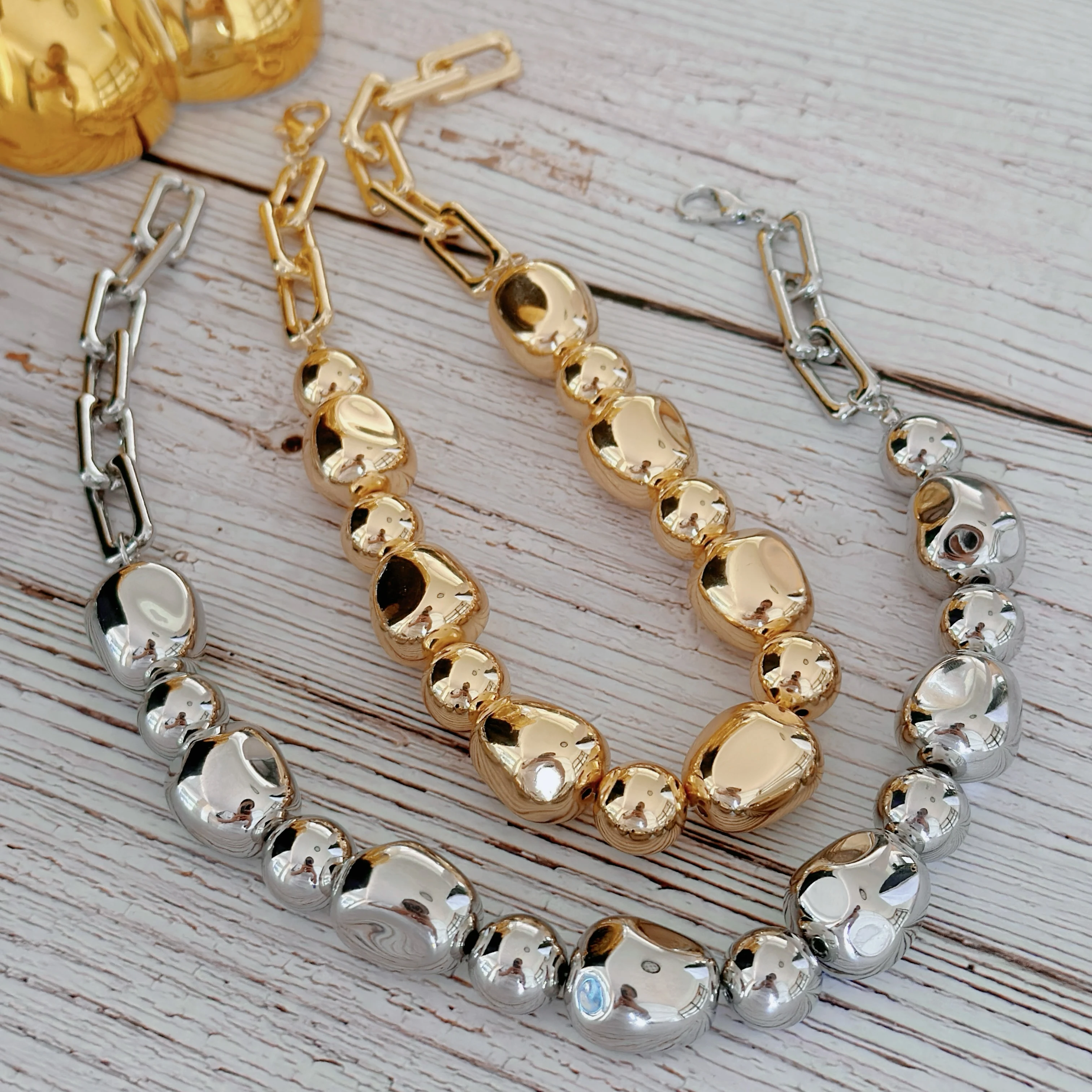 Wholesale Irregular Gig CVB Beaded Fashion Chokers Necklace 18k Gold 925 Silver Plated Jewelry Necklace Women Luxury