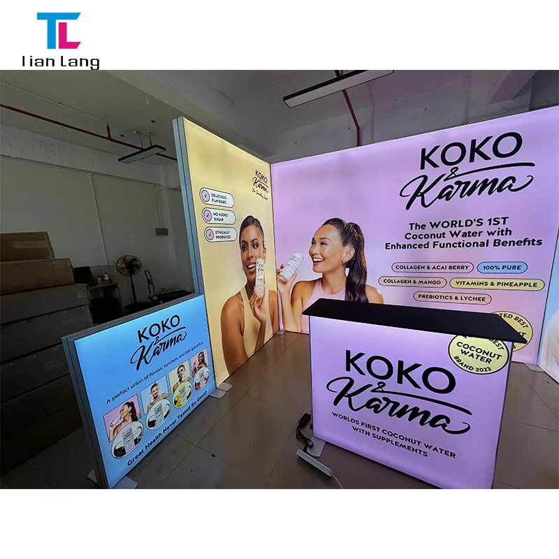10x10 Folding Reusable Custom Advertising Promotion Fabric Aluminum Backdrop Expo Booth Backlit Exhibition SEG Pop Up Lightbox
