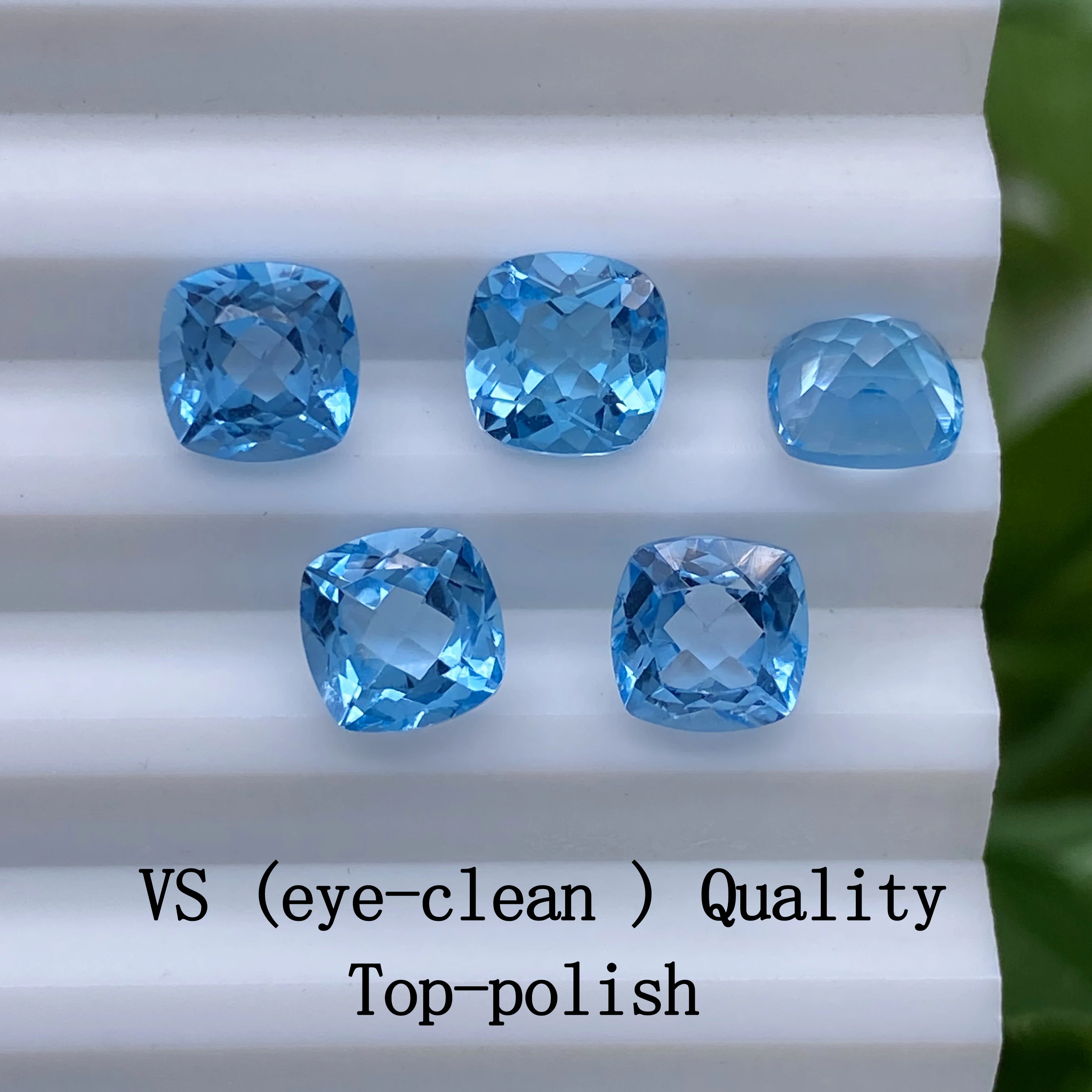 Cushion Shape 3.0mm~10.0mm High Quality Loose Gemstone Faceted Cut crystal stone Jewelry Making Natural Swiss Blue Topaz