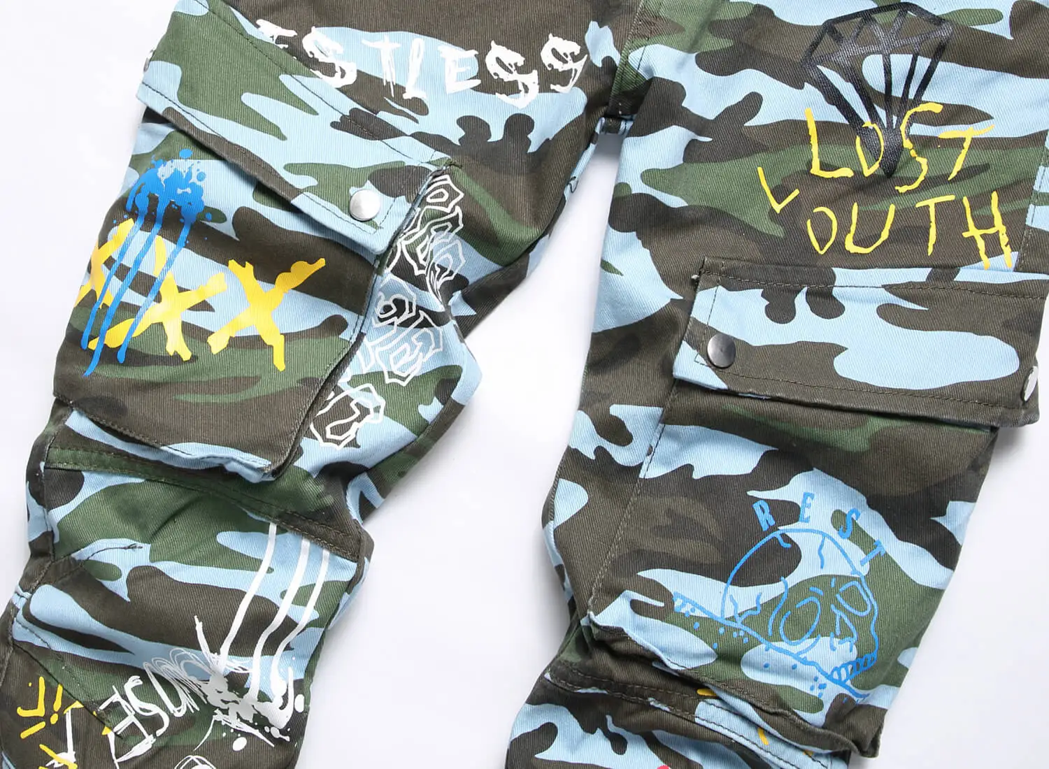 Streetwear OEM Tapered Mens Camouflage Custom Denim Jeans For Pants Jeans