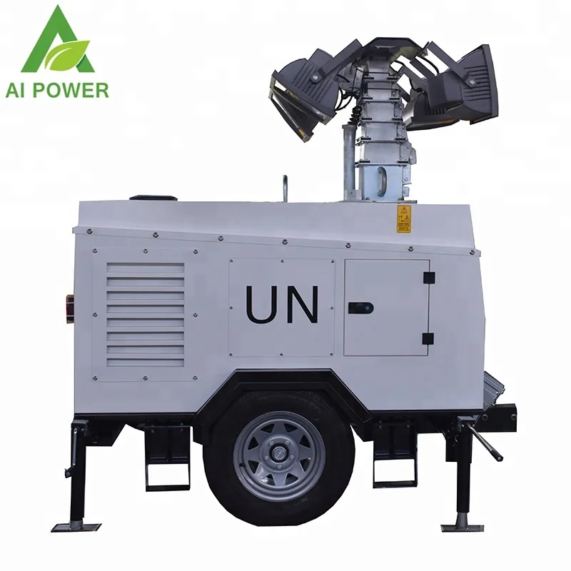 10kw 9M Portable Mobile Diesel Floodlight tower light machine Light Tower Generator