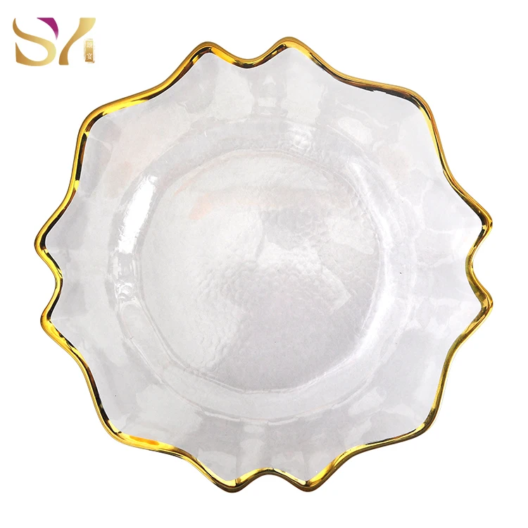 Wholesale clear Plastic Gold Rim Charger Plates with Antique  Silver acrylic plates  For Weddings