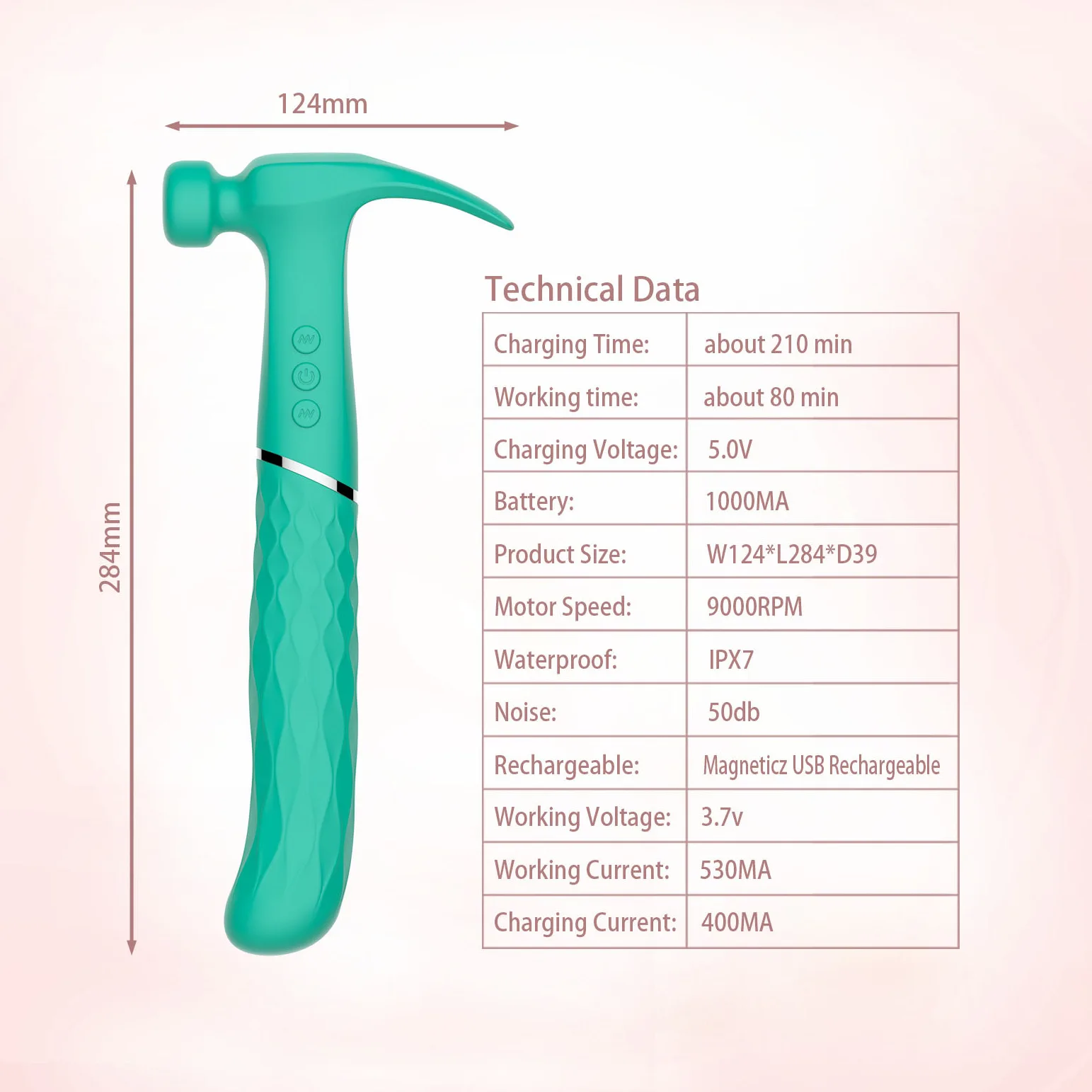 LEUTOO New Trend Hammer Sex Toy Female Handy Rechargeable Vibration Vibrator Love Hammer Sex Toy For Couples Women