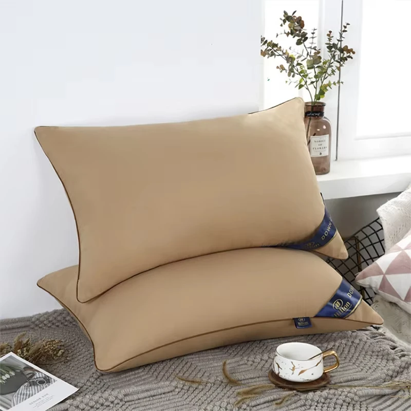 Hotel Pillows Bedroom Bed Sleep Cervical Pillow Middle-High Pillow Core Frosted Thickened Cover Wash Machine