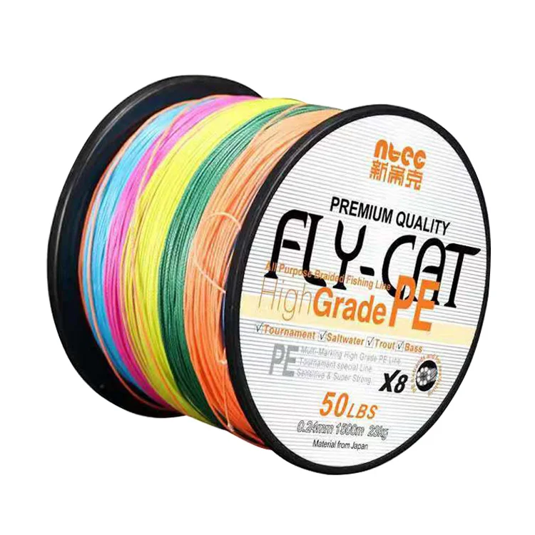 Manufacturer Super Strong Durable   MultiColor Multifilament 100m X4 X8 Fishing Line 8 Strands Pe Braid