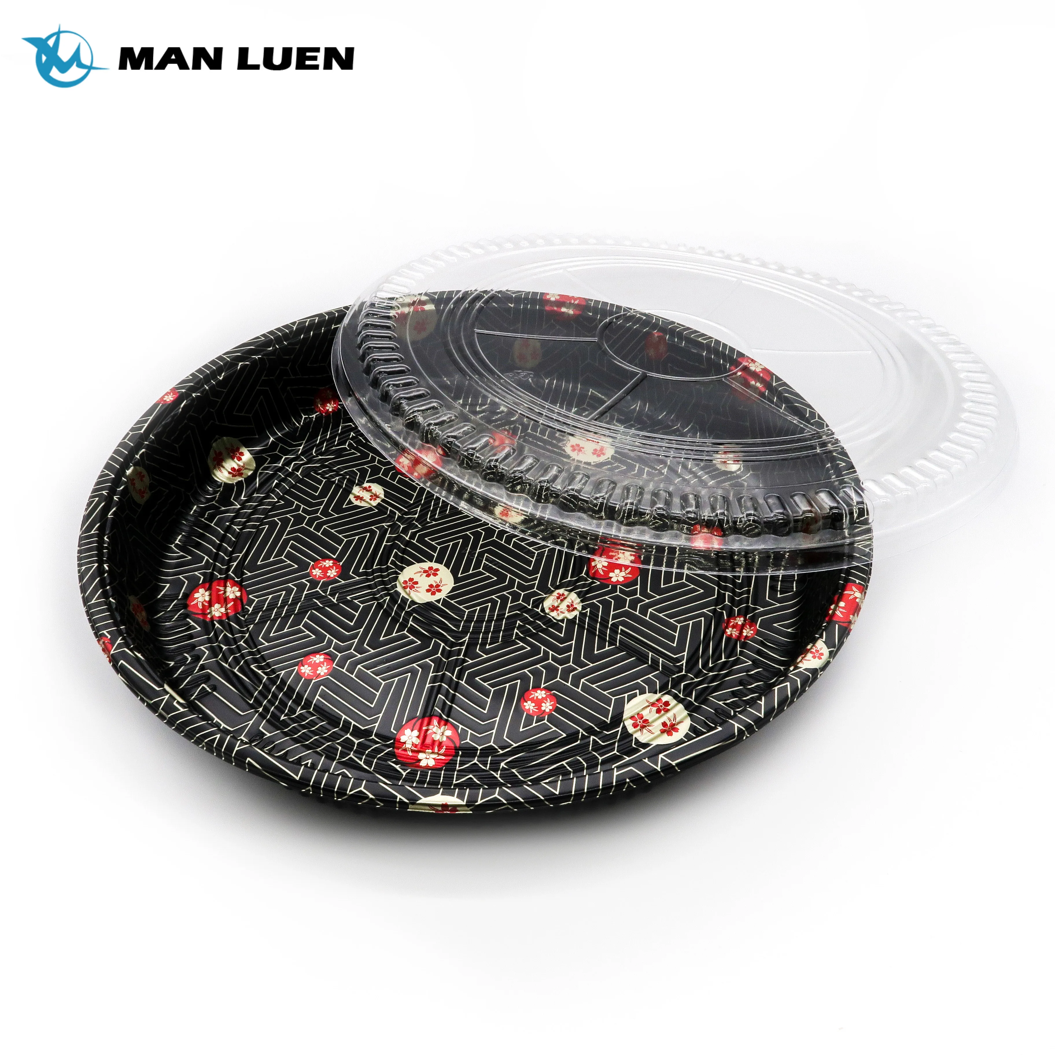 Plastic Japanese Style To Go Sushi Box Disposable Customizable Takeaway Round Sushi Tray