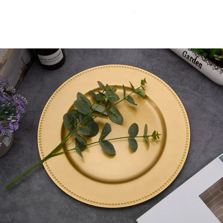 Wedding Decoration Round Shape Copper Plated Hammered Charger Plate Gold Charger Plates