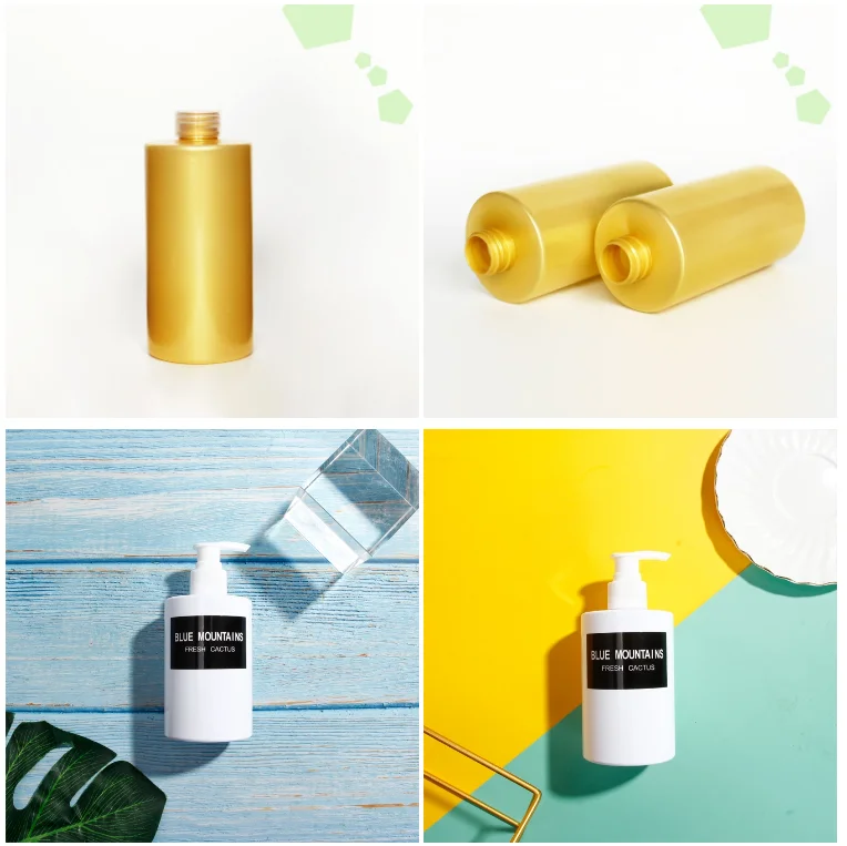 Shinning Gold Logo Matt Black Plastic Bottles Shampoo Packaging Container for Hair Cream