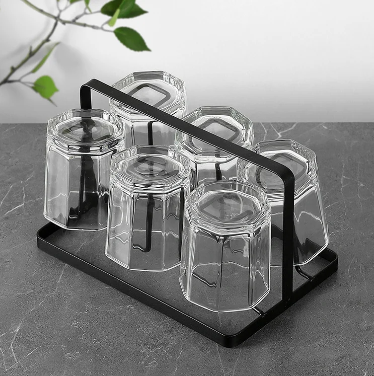 White Black Portable Mug Organizer Bottle Drying Holder Tree 6 Glass Cups Holder Non-Slip Metal Kitchen Rack