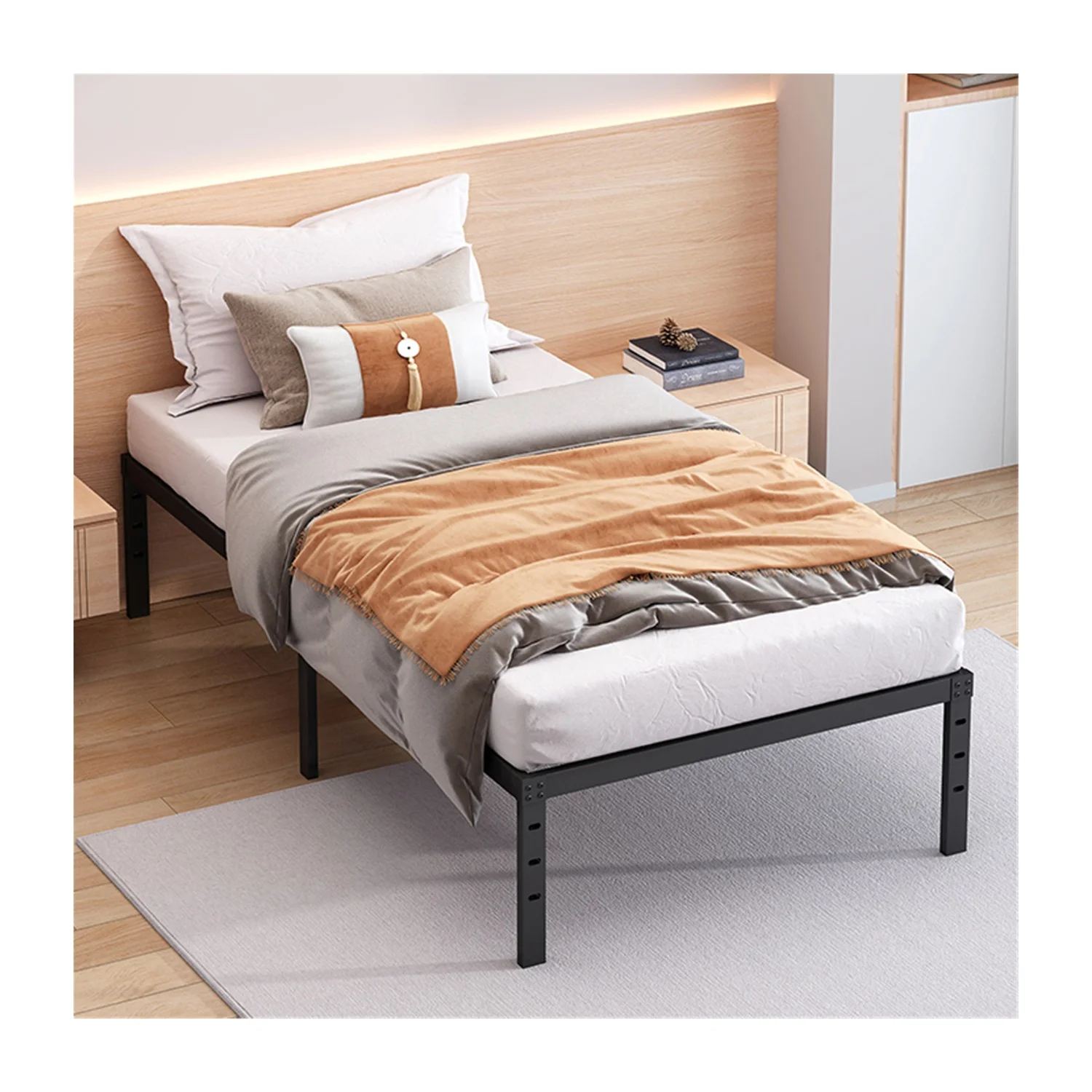 Оптовая продажа от производителя металлическая односпальная кровать RTS для студентов спальни общежития кованая