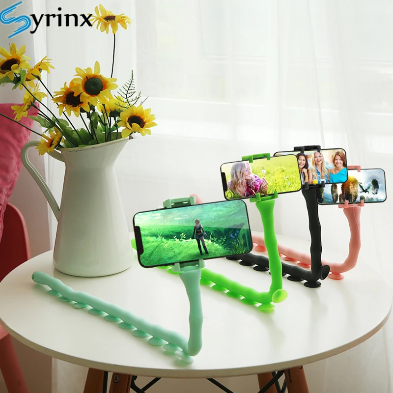 
Home Wall Live Support New Cute Caterpillar Lazy Bracket Mobile Phone Desktop Bicycle Car Holder Worm Flexible Suction Cup Stand 
