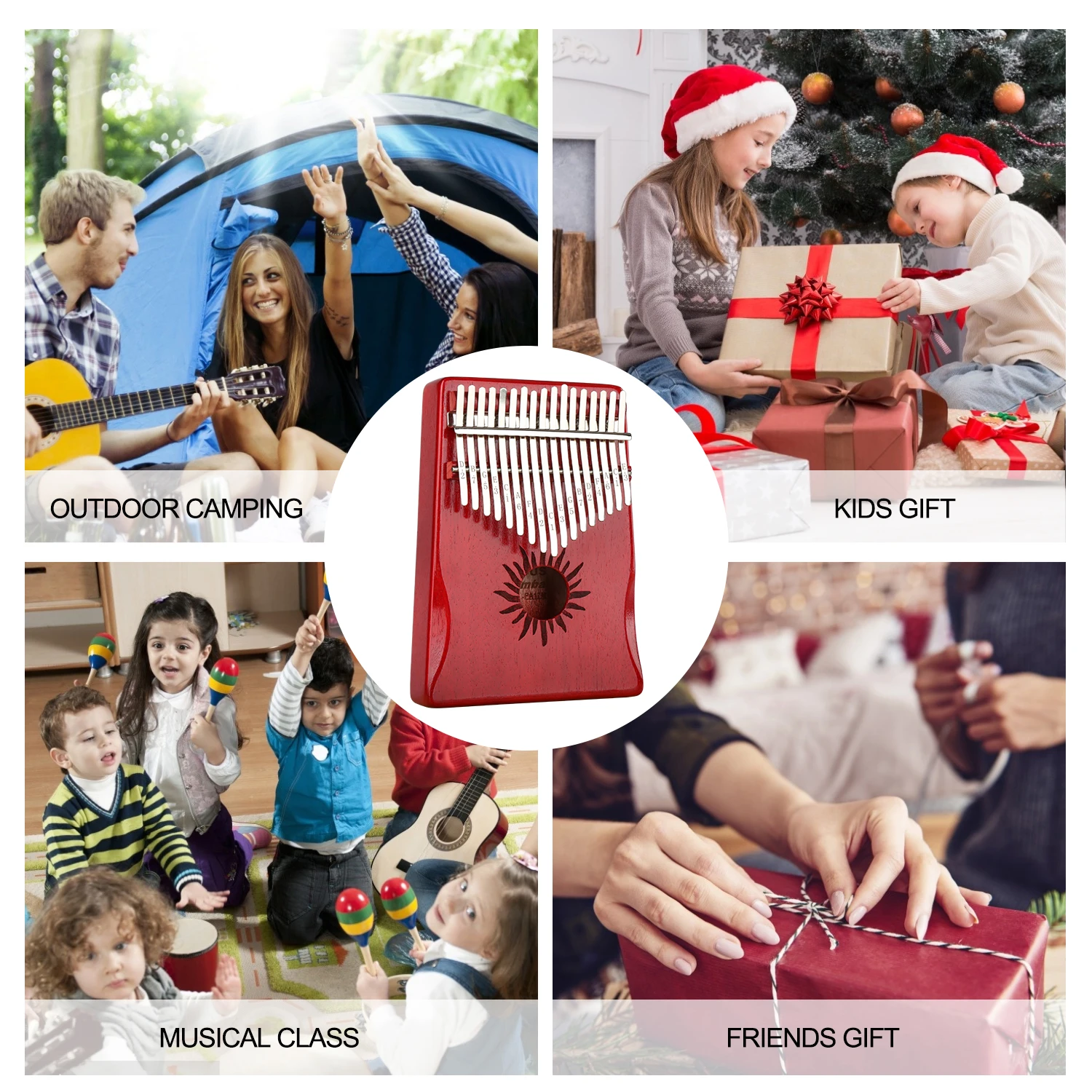 Wholesale Finger Piano Gift 17 Keys Thumb Piano Kalimba with Portable Protective Storage Bag Tune Hammer