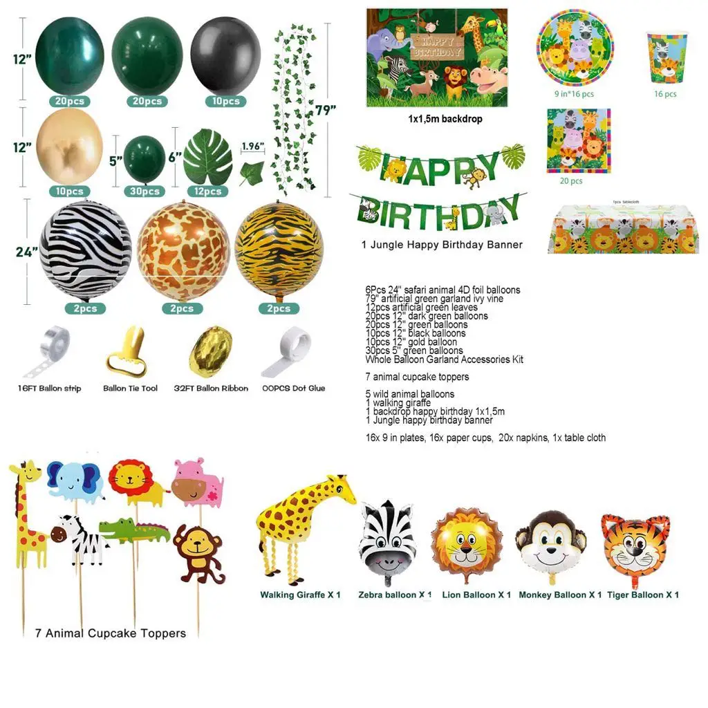 Горячая Распродажа одноразовая бумажная посуда в виде животного с воздушными шарами товары для праздника вечеринки Декор