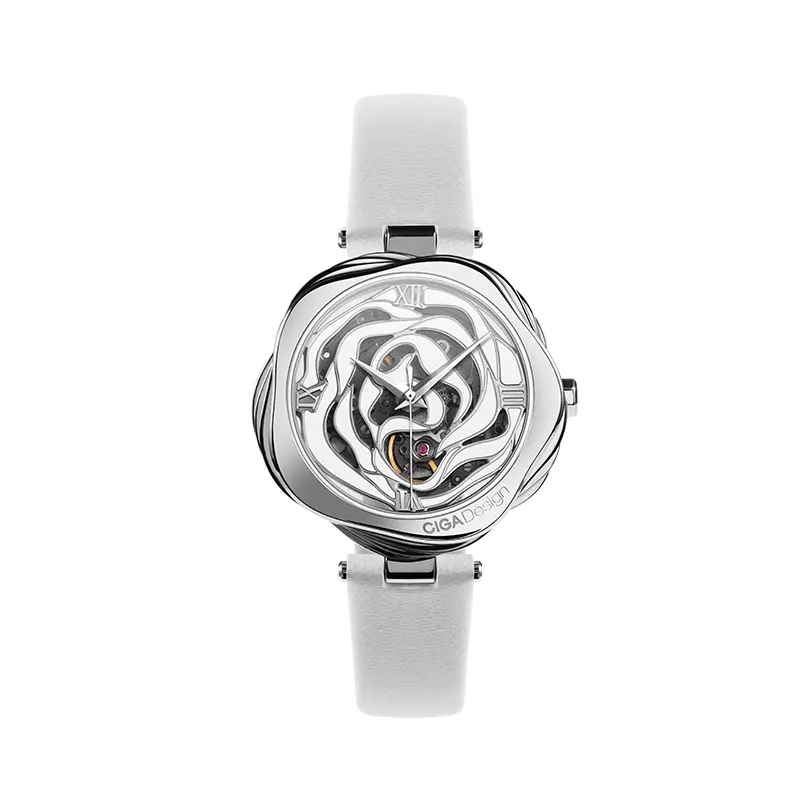 
Free Shipping CIGA Design R Series Denmark Rose Leather Strap Women Automatic Mechanical Watch 