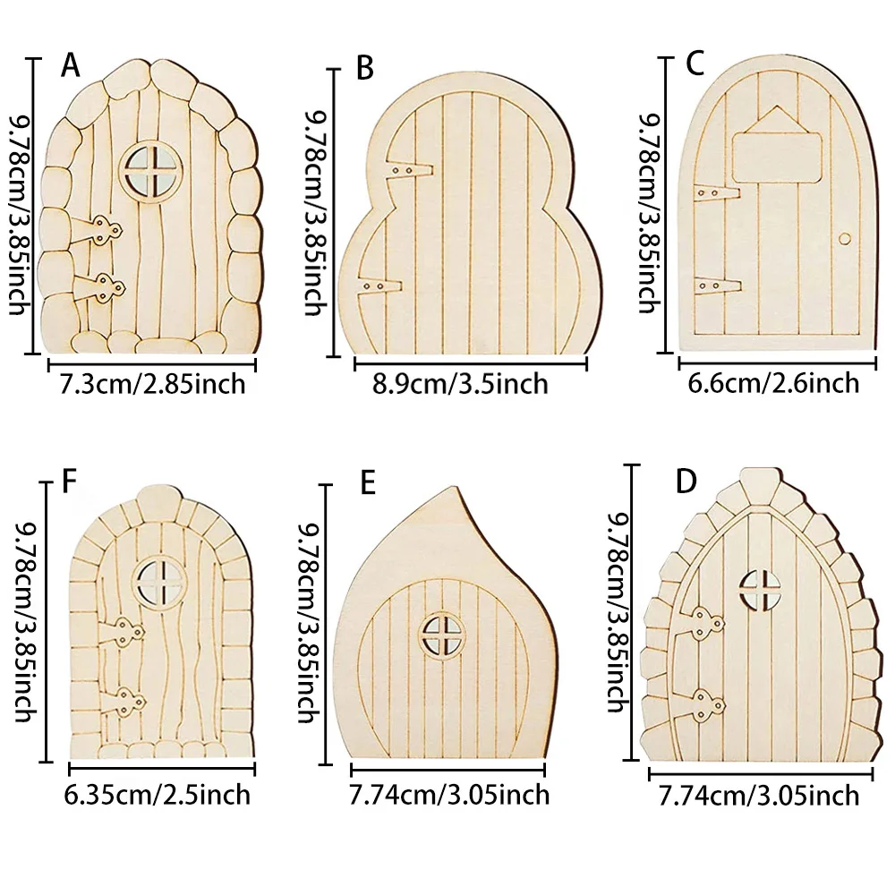 Fairy Door Wooden Garden Doors Craft Fairy House DIY Kit Unfinished Miniature Door for Home Party Decoration