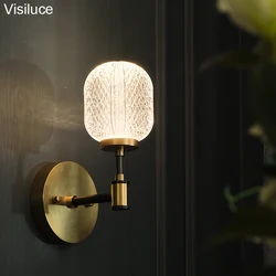 contemporary acrylic Wall Lamp Modern Simple Antique acrylic wall Lamps Led Modern Wall Lamp Indoor bedroom long brass Sconce
