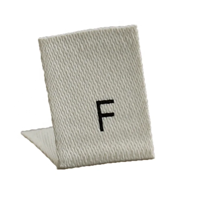 Garment Cotton Woven Label Clothing Custom Logo Printed Folded Sewing Apparel Labels Neck Tags with Size chart labels F-XS-XXL