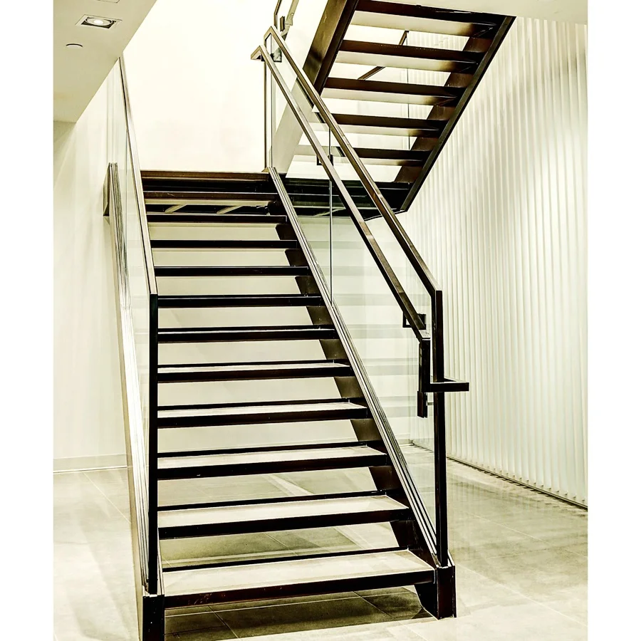 Factory Cheap Price Railing Fence Step Tiles Stair Simple Stair U Beam Design Photo Stainless Steel Staircase
