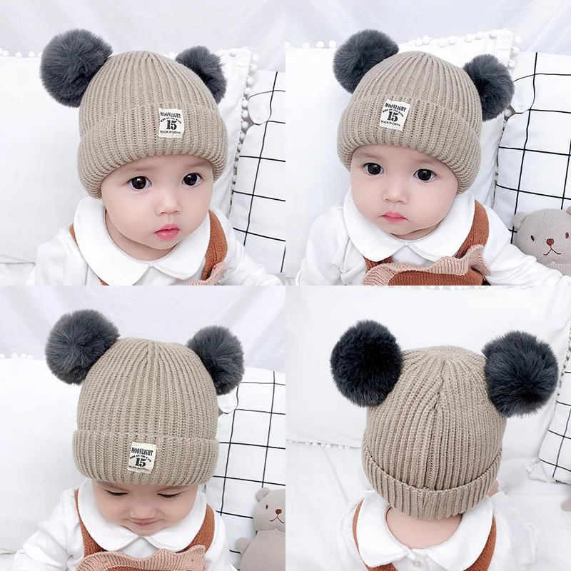High quality unisex winter custom pom pom newborn baby knitting toddler knit hat beanie