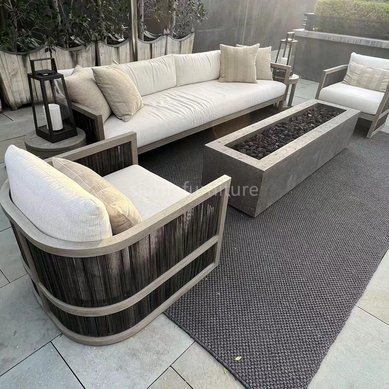 2023 New Style Modern garden patio luxury outdoor furniture teak rattan garden sofa set