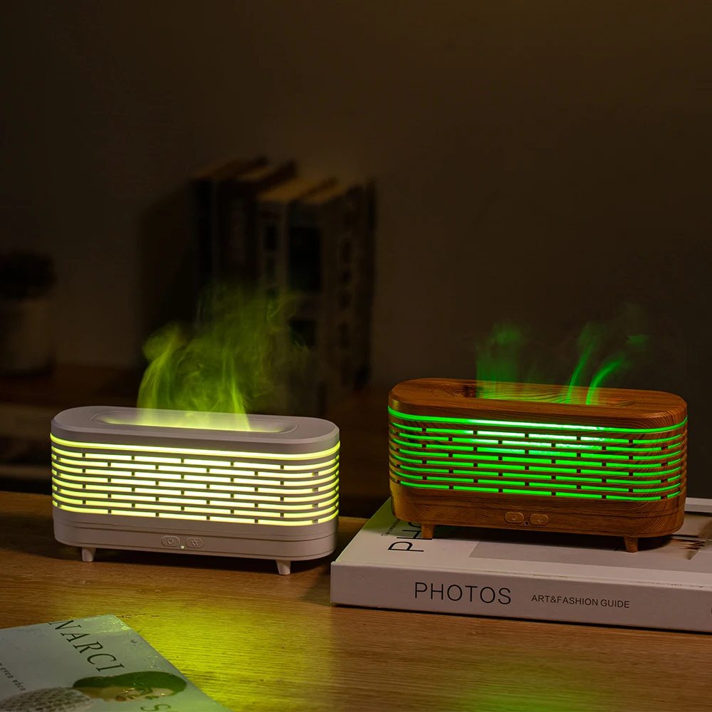 Colorful 3D Fire Flam Hollow Tissue Box Design Humidifier Ultrasonic Portable Essential Oil Diffuser Mini air Humidifier Desktop