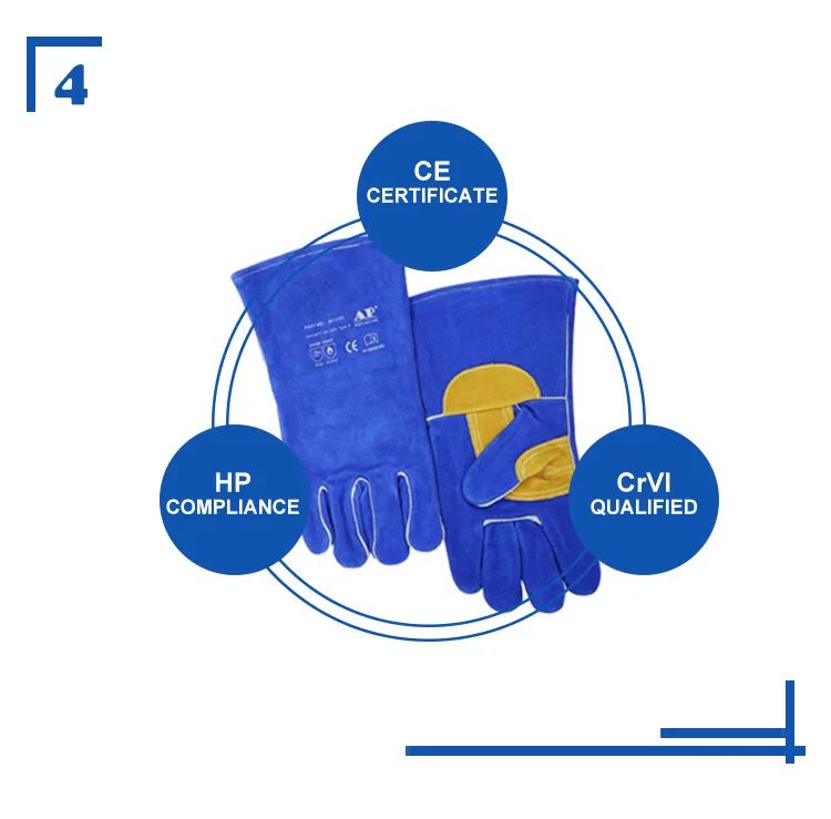 
AP-1201 Blue split cowhide leather Mitts Oven Grill Fireplace Pot Holder MIG Welder heavy duty Welding Gloves 