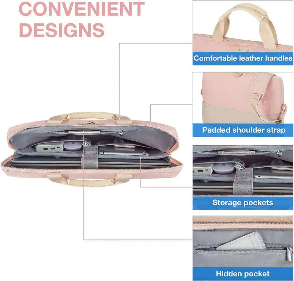 Custom Logo OEM Portable Waterproof Polyester Computer Bag Ladies Business Travel Shoulder Briefcase Office Bag