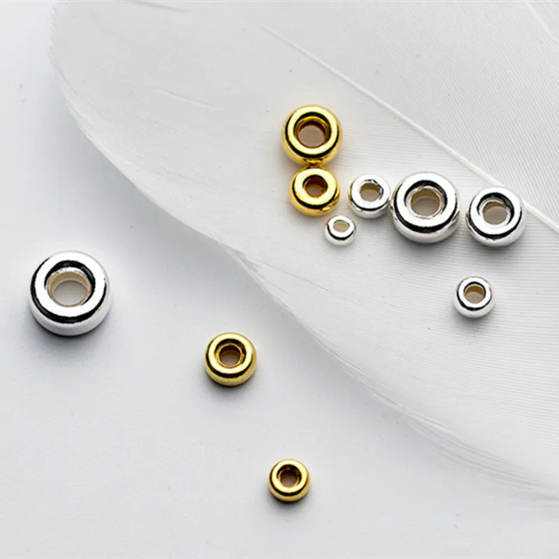3mm 4mm 5mm 6mm 925 Solid Sterling Silver Wheel Shape Flat Round Spacer Bead for Handmade Jewelry Making Findings