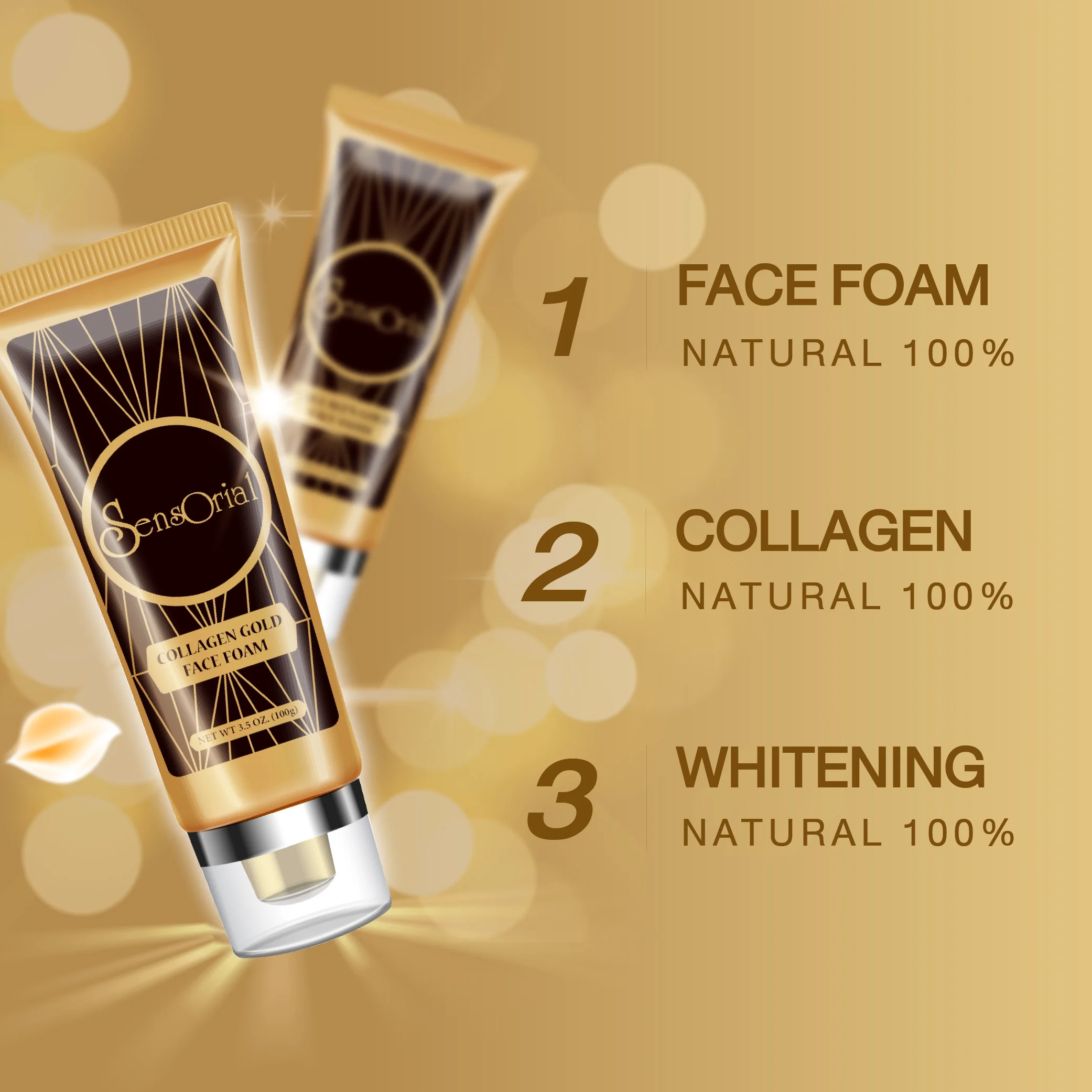 Sensorial Collagen Gold Baby Face Foam Cleansing Whitening Anti Wrinkles 100 g